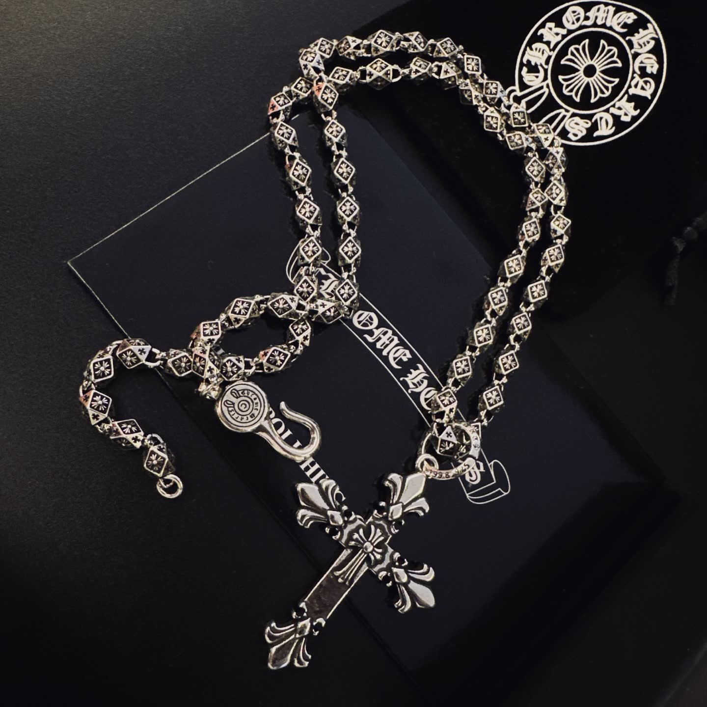 Chrome Hearts Silver Cross Pendant Necklace